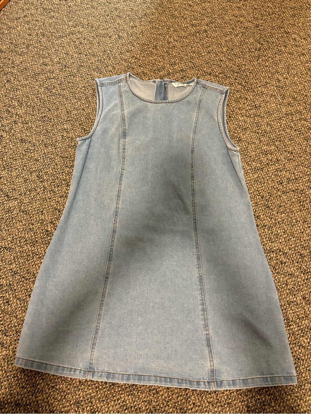 Sleeveless Light Wash Denim Midi Dress